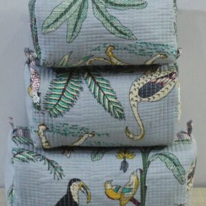 Gray Safari Cotton Travel/ Makeup Bag/Cosmetic Bag