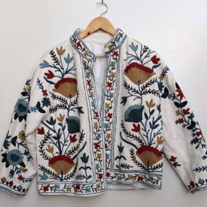 Cotton Suzani Jacket - White