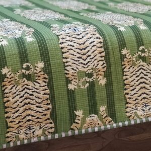 Green Tiger Quilted Cotton Bed Throw Blanket